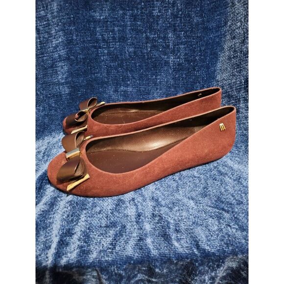 Melissa Velvet Purple Bow Rubber Flats US 9 EU 40 - Picture 4 of 8